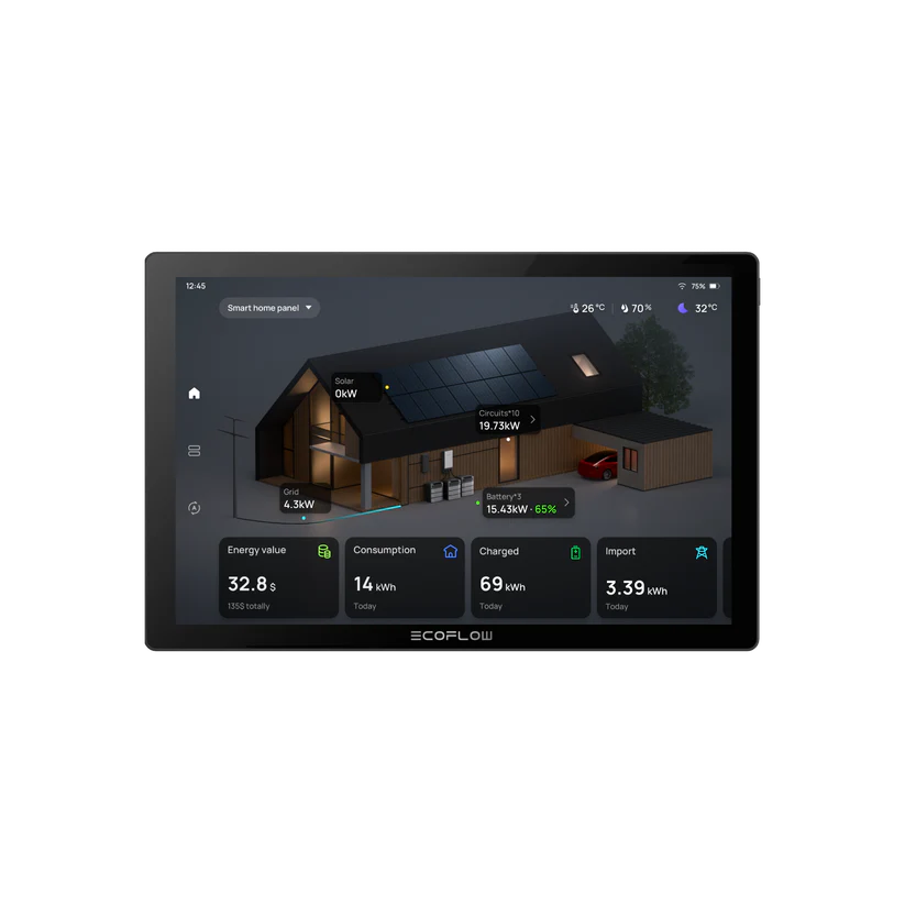 EcoFlow PowerInsight EU schwarz 10 Zoll Touchscreen Hausenergie Monitor Display
