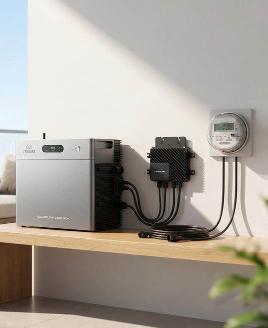 Zendure SolarFlow Speicher mit Wechselrichter und Stromzähler für ein Balkonkraftwerk