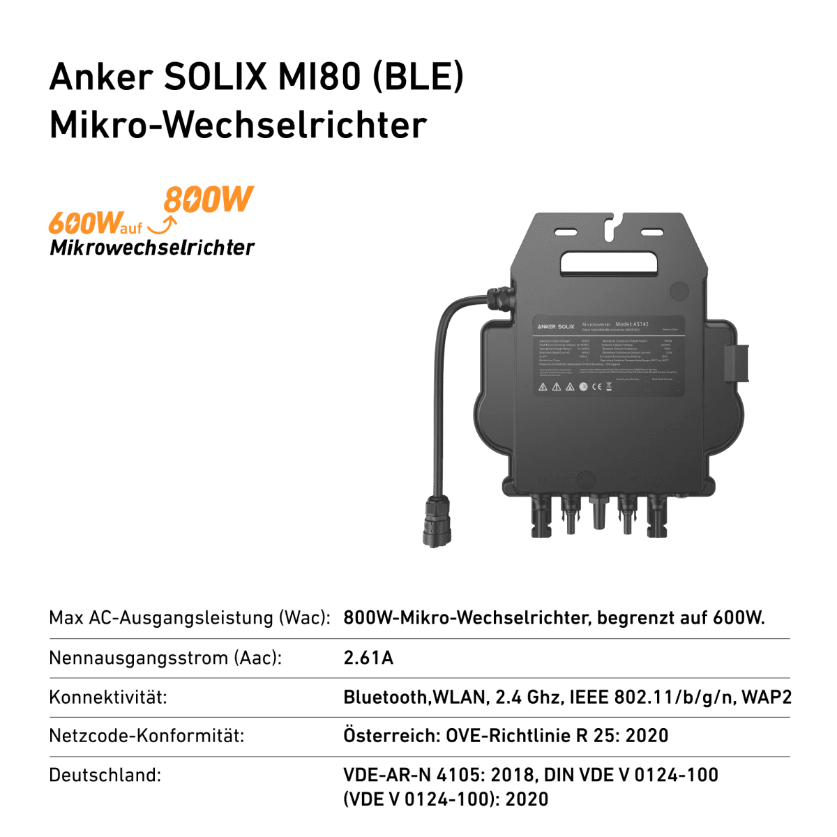 Anker SOLIX Balkonkraftwerk 2× RS50B Panel 540W, Mikro-Wechselrichter 600W/800W, ohne Halterung