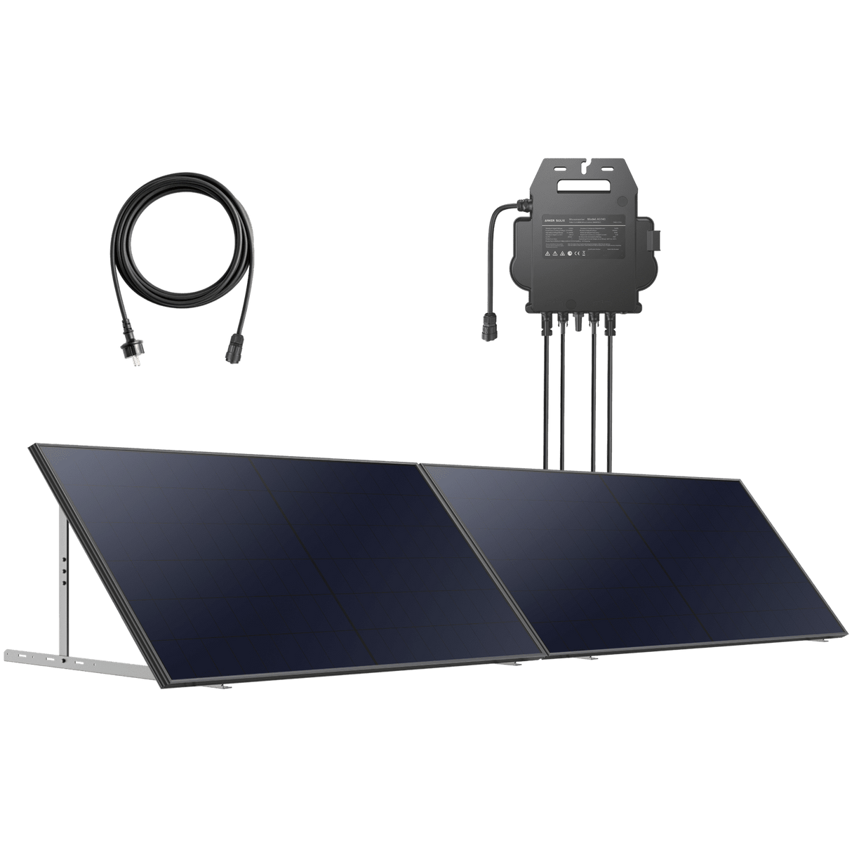 Anker SOLIX Balkonkraftwerk 2× RS40P Panel 445W, Mikro-Wechselrichter 600W/800W, Bodenhalterung