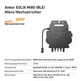 Anker SOLIX MI80 800W Wechselrichter mit MI - Schuko Kabel 5m