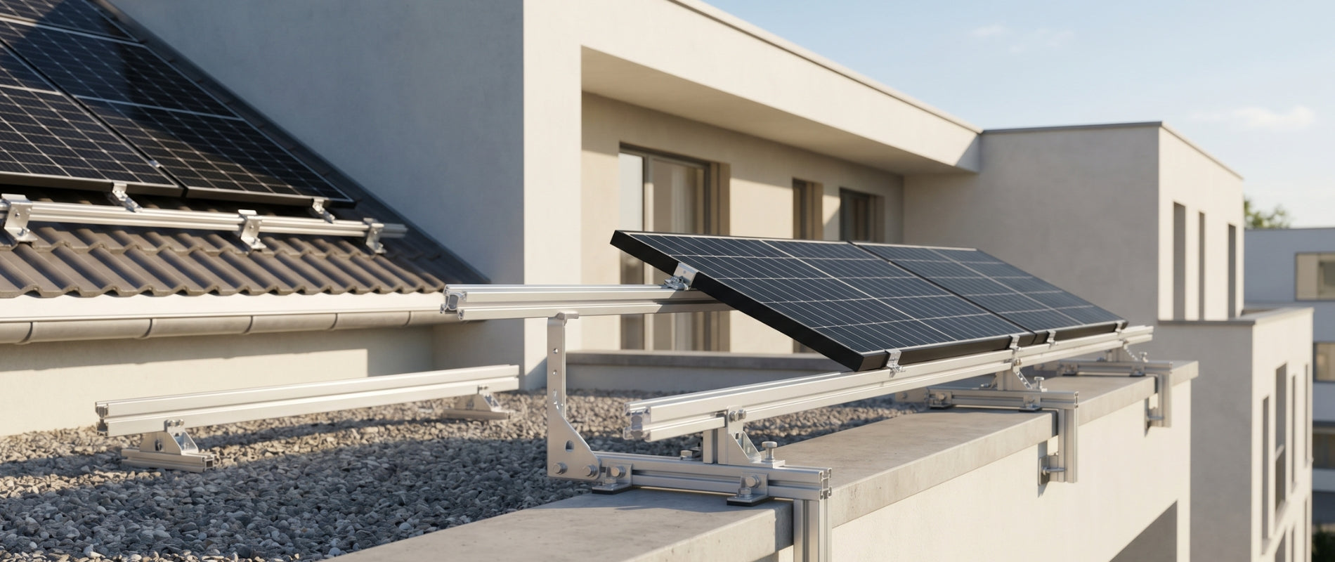 PV-Halterungen für Solarmodule, Balkonkraftwerke, Flachdach, Fassade und Schrägdach